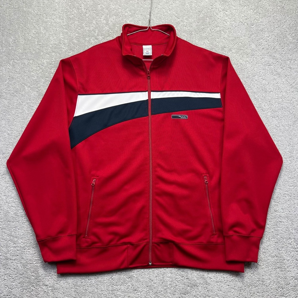 VINTAGE Y2k Old Navy Track Jacket Mens XXL Red White Navy Zip Up Bomber 2005